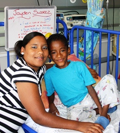 Jayden Swartz underwent reconstructive bowel surgery during Colorectal Week. He is pictured with is mother Esmeralda.