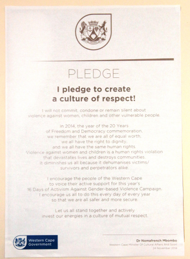 The pledge to create a culture of respect.