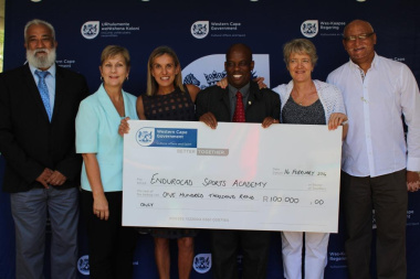 DCAS Minister, Anroux Marais, with other DCAS officials at the Endurocad Cheque Handover