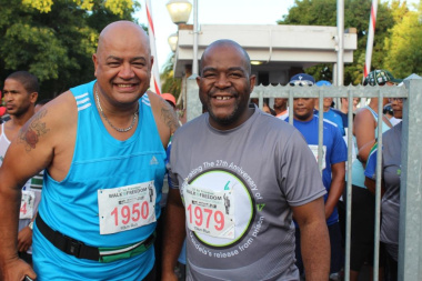 DCAS Director of Heritage and Museums, Mxolisi Dlamuka, and DCAS official Ronald Gabriel proudly finished the 10km fun run