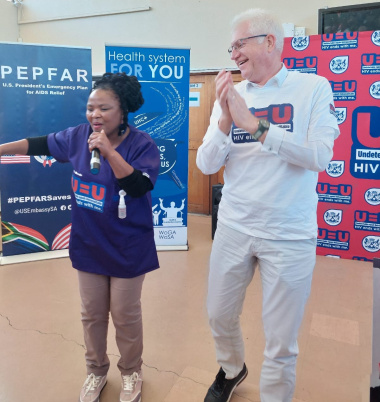 Dr Nomafrench Mbombo and Premier Alan Winde at the launch of the undetectable equals untransmittable (U=U) campaign.