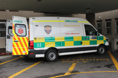 EMS Ambulance at Karl Bremer Hospital after transporting a patient.  