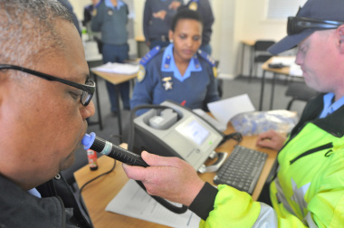Fully trained traffic officers test the new equipment at the Gene Louw Traffic College.