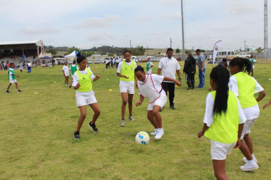 Girls participating a friendly soccer game, where the rules of the game were put into practice.