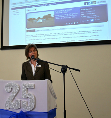 Head of Department Jacqui Gooch officially launched the Gene Louw Traffic College website.