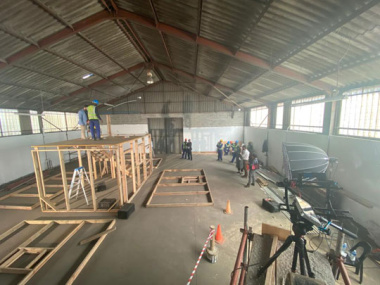 Wide view of venue where filming is taking place