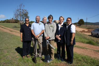 Napier Clinic sod turning ceremony held today. From left to right: Ms Caroline October, Community Health Worker; Mr John October, Community Member; Ms Engela Genis, Cape Agulhas Primary Healthcare Manager; Ms Mathilda Roos, Community Member; Ms Annamarie 