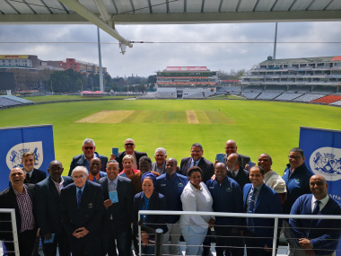 Minister Anroux Marais with key stakeholders at the launch of the isiXhosa Cricket Rulebook at Newslands