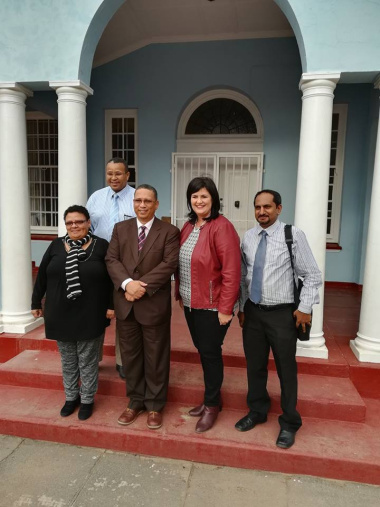 Minister Meyer, Zakariya Hoosain and Harry Malila with representatives of Kannaland Municipality
