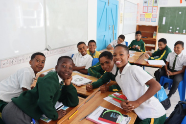 Learners enjoying new classroom facility