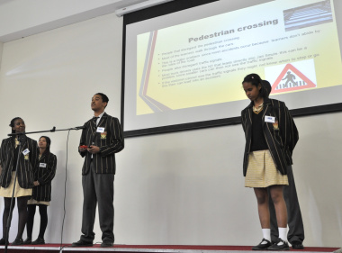 Learners from Spes Bona High School present their problem statement.
