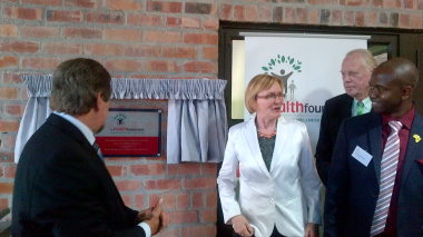Premier Helen Zille with Minister Theuns Botha, Dr Paul Clover and Ernst & Young's Mandla Moyo.