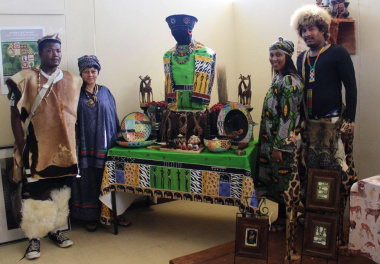 Library staff donning their traditional African wear.