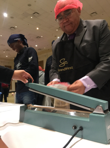 MEC Fritz busy packing a meal bag