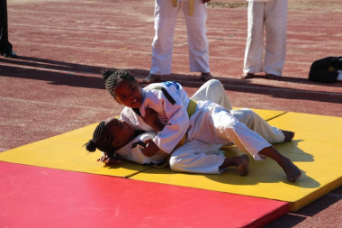Members of Boland Judo show off their skills at the opening of the district sport academy