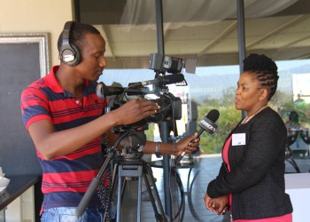 Dr. Mbombo during an interview with ANN7 at the 10th Annual Sport Legends Award Ceremony in Paarl