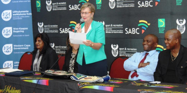 Minister Anroux Marais during her address at the Boxing Extravaganza Press Conference.