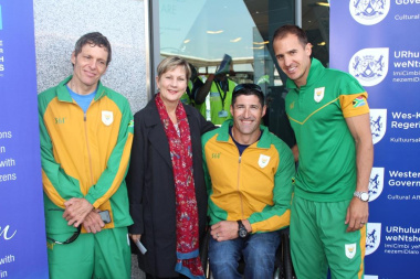 Minister Anroux Marais with some of the Paralympians who will be competing in Rio 2016