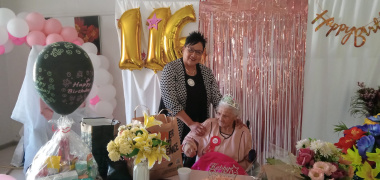 Ms Margaret Maritz and DSD Western Cape Minister Sharna Fernandez at her birthday party yesterday