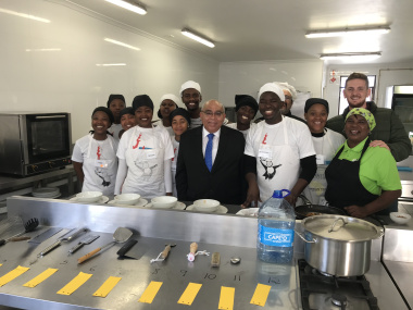 Minister Fritz with hospitality learners