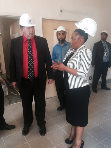 Minister Grant and Minister Mbombo at the site of the New Psych Building.