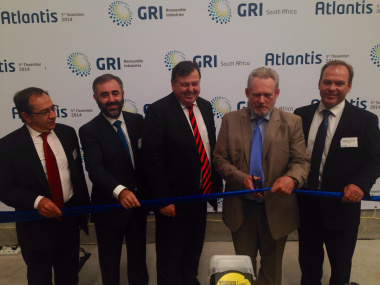 Minister Grant with Spanish Ambassador Juan Sells, GRI Renewable Industries CEO Javier Imaz Rubalcaba and Trade and Industry Minister Rob Davies.