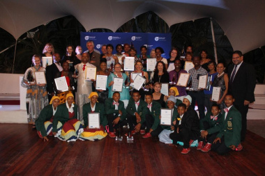 Minister Marais with HOD Brent Walters and all the winners on the evening