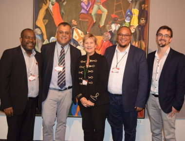 Minister Marais with Mxolisi Dlamuka, Dr Rassool, Guy Redman and Michael Janse van Rensburg at the 81st SAMA Conference in Bellville