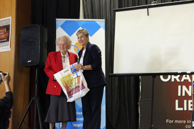 Minister Anroux Marais with one of the storytellers who shared their history at the launch of the Oral History Initiative in Knysna