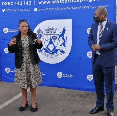 Minister Mbombo showing Dr Mkhize Sonstraal Facility