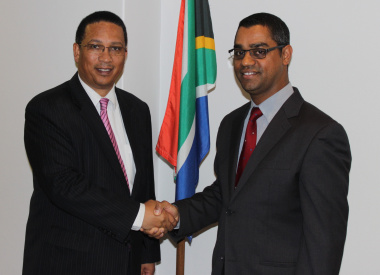 Minister Ivan Meyer and newly appointed Deputy Director-General Aziz Hardien