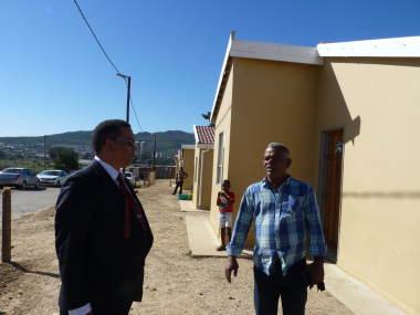 Minister Meyer and Councillor K. Papier during the oversight visit to the Saviva Housing Project.