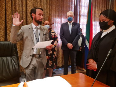 Minister Reagen Allen takes official oath. 