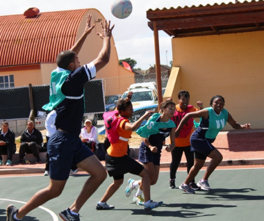 Netball in action with two teams from the Department of Health