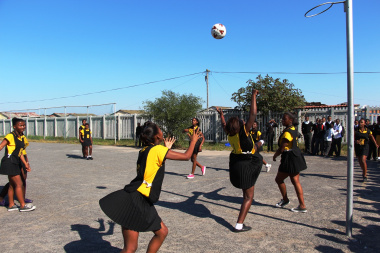 Netball players played an exhibition match in their new attire.