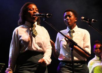 Nobubele Fana and Sibulele Makeleni from the Langa School's Music Project on stage
