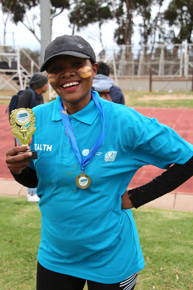 Nozi Xungu from the Department of Health was the first female to finish the Cape Winelands BTG 6km fun-run in Paarl