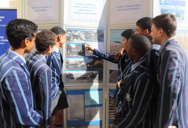 Paarl Boys High learners took a keen interest in the archives exhibition in front of the library in Paarl