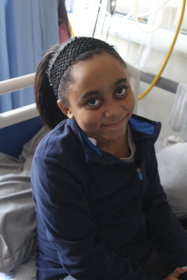 A happy Demi Zara Hendricks after her transplant at Red Cross War Memorial Children’s Hospital.