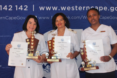 Theatre Award Winners from left to right: Registered Professional Nurse (RPN), Suritha Ferreira (Kuils River); Registered Enrolled Nurse (RN), Estelle Russel (Eerste River), Registered Enrolled Nursing Assistant (RAN) Caroline Sibuta (Langa)
