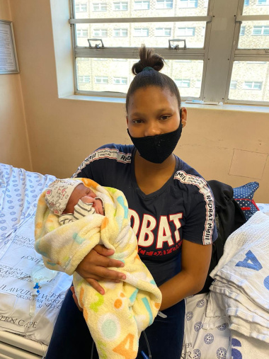 Mother Wendolene Swarts with her baby boy, who was the third baby born in the Cape Metro on Christmas Day.
