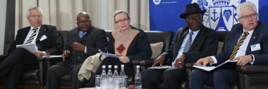 Prof Dr Wilhelm Schmidbauer, Mr Alvin Rapea, Premier Helen Zille, National Police Minister, Mr Bheki Cele and MEC for Community Safety, Mr Alan Winde were panellists during the opening session of the plenary held on Tuesday, 13 November 2018.