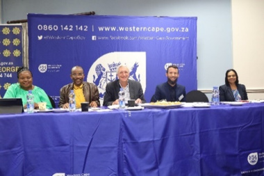 From left: Ms Eleanore Rochelle Jacquelene Spies (Shadow Deputy Minister of Co-operative Governance and Traditional Affairs), Mayor Memory Booysen (Garden Route District Municipality), Mayor Leon van Wyk (George Local Municipality), Minister Reagen Allen 