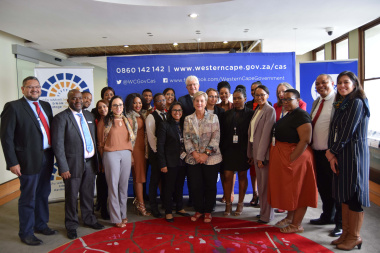 Premier Winde, Minister Marais and HOD Walters with some of the HWC staff
