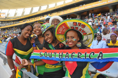 Proud South African supporters in the colours of their favourite team.