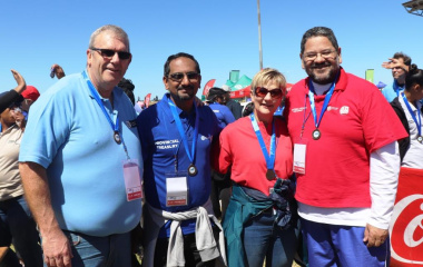 Proudly showing off their medals. From left DG Adv Brent Gerber, HOD at Treasury, Zakariya Hoosain, Minister Anroux Marais and HOD at DCAS, Brent Walters