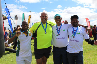 Ronald Gabriel, deputy director at DCAS (second left), with proud participants from Cederberg Municipality after the big walk