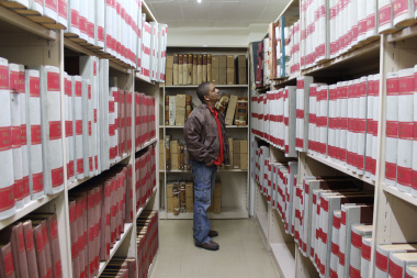 Ruben Botha exploring one of the 45 stack rooms where archival records are kept