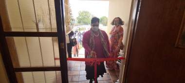 Minister Fernandez at the launch of the two new GBV shelters