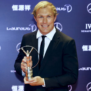 Schalk Burger awarded the Comeback of the Year award at the Laureus World Sports Awards